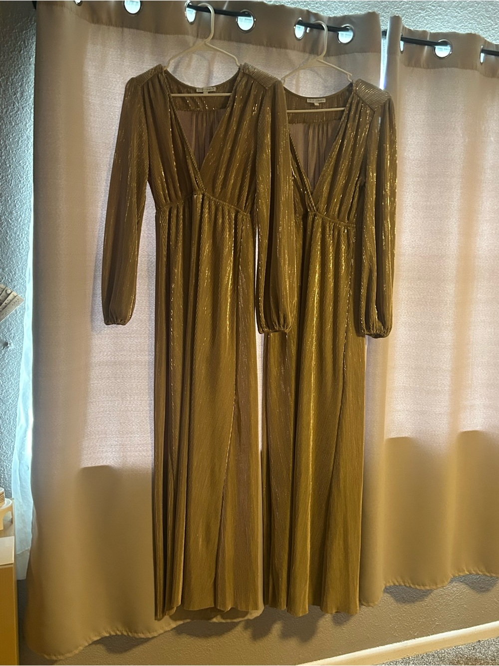 Baltic Born Gold Metallic Long Sleeve Maxi Gown